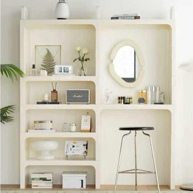 bureau avec rangement banc maquillages et produits décorations