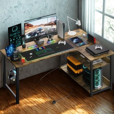 bureau avec rangement modèle brun coin de salle