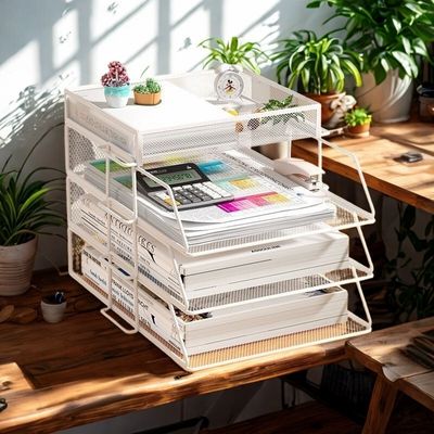 bureau bois organisateur de bureau blanc fournitures organises plantes