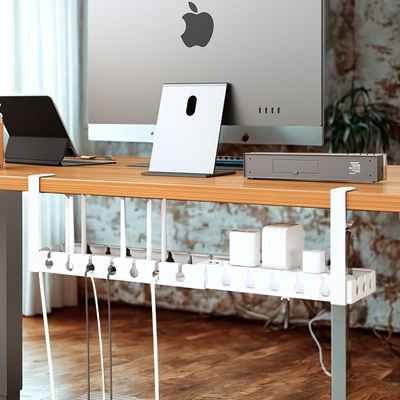 cache cable electrique blanc sous bureau