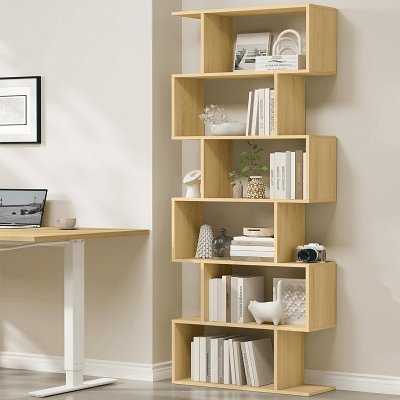 etagere bois en chêne 6 étagères livres dans espace bureau