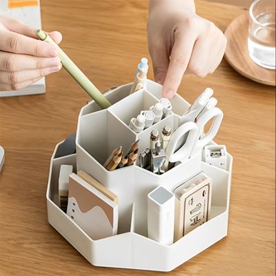 organisateur de bureau blanc ciseau efface main fait tourner rotatifetdesign