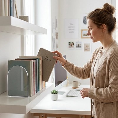 Serre livre femme prend un livre tenu
