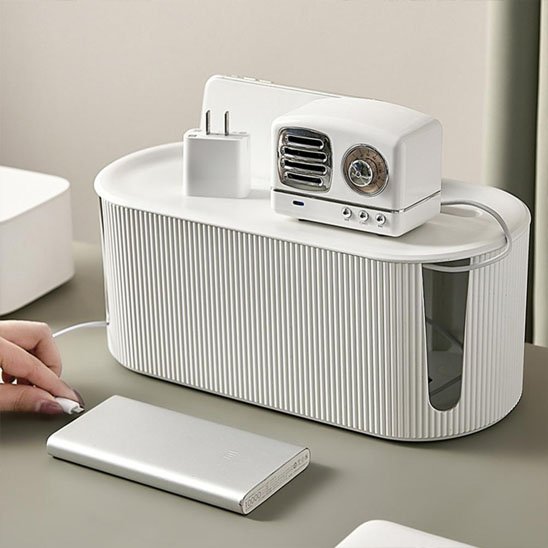 boite range cable blanche main tient fil articles en charge