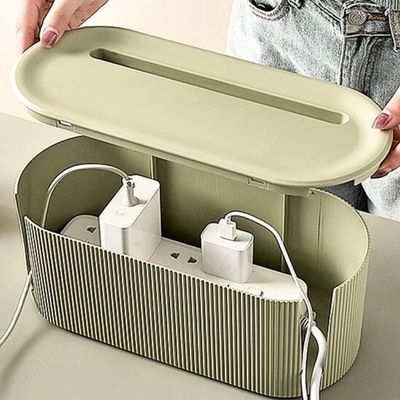 boite range cable ouverte multiprise intérieur blocs câbles
