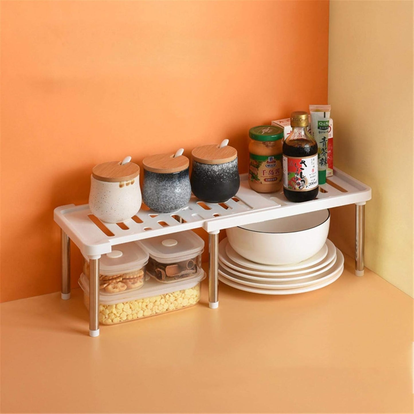 bureau etagere blanc cuisine assiettes condiments