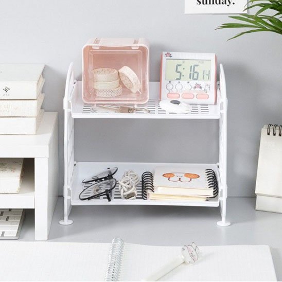 bureau etagere blanc cadran cahiers lunettes