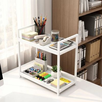 bureau étagère founitures organisées bibliothèque livres