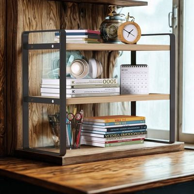 bureau étagère table bois fenêtre mur bois livres adran