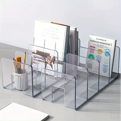 cale pour livre transparent sur bureau livres tiennent debout