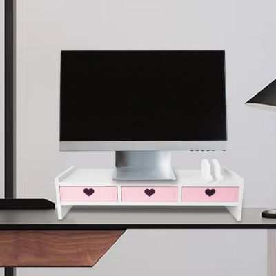 étagère à poser sur bureau 3 tiroirs roses modère