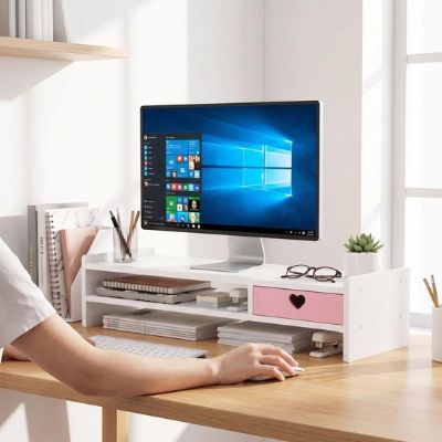 étagère à poser sur bureau main sur souris livres écran
