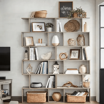 etagere bois 2 ensemble avec décorations