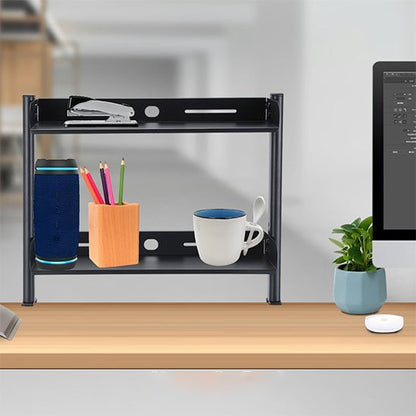 etagere bureau tasse crayons haut parleur écran