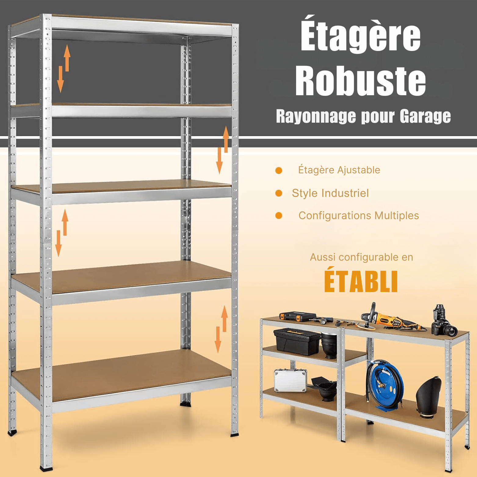 Étagère Métallique - MegaRack™ - Argent - Rangement Élégance