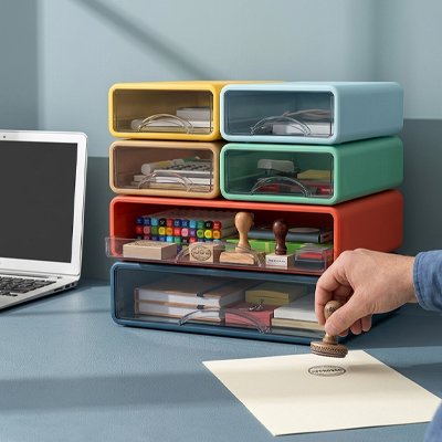 Organisateur bureau 6 tiroirs 2 formats couleurs varie
