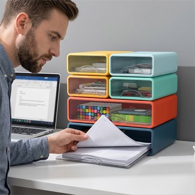 Organisateur bureau tiroir differentes couleurs
