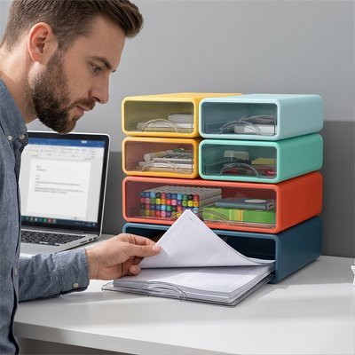 Organisateur bureau tiroir differentes couleurs