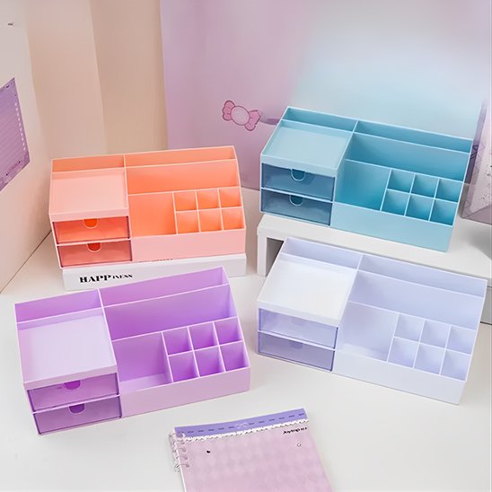 Organisateur de bureau 4 couleurs blanc rose bleu violet