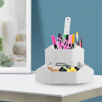 organisateur de bureau blanc ciseau efface regle range dedans rotatifetdesign