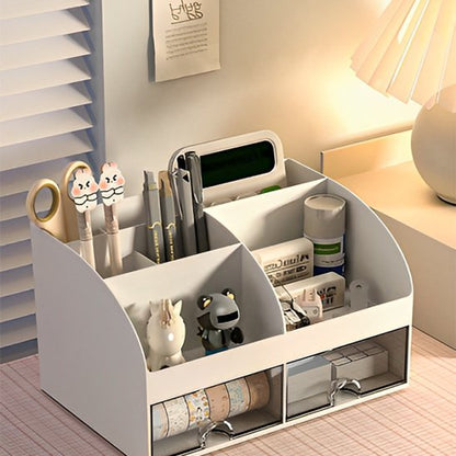 Organisateur de bureau blanc lampe rideau derriere