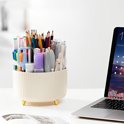 Organisateur de bureau blanc marqueurs feuille stylo ordinateur portable crayons