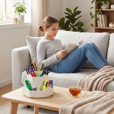 organisateur de bureau table salon jeune fille divan lit