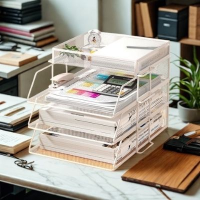 Organisateur de bureau - Étages en maille - Rangement Élégance