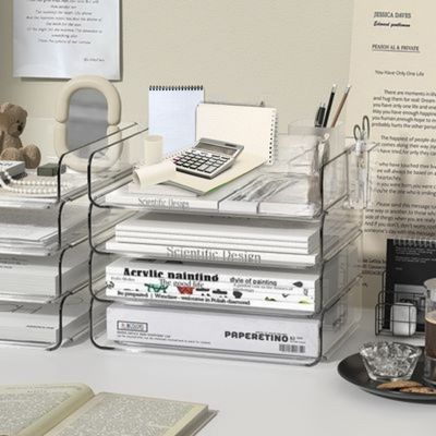 organisateur de bureau quatre plateaux documents range sur bureau placealorganiastion