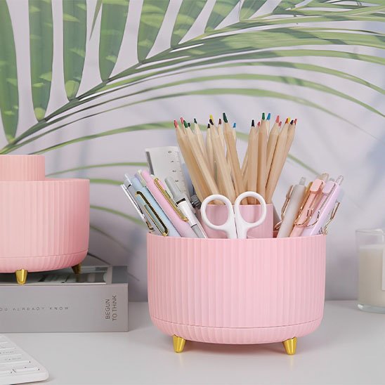 Organisateur de bureau rose deux organisateurs livre papier peint vegetal