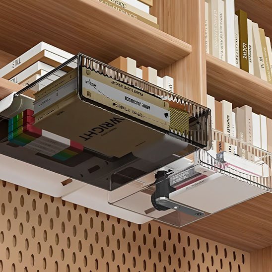 Organisateur de bureau sous armoire bois