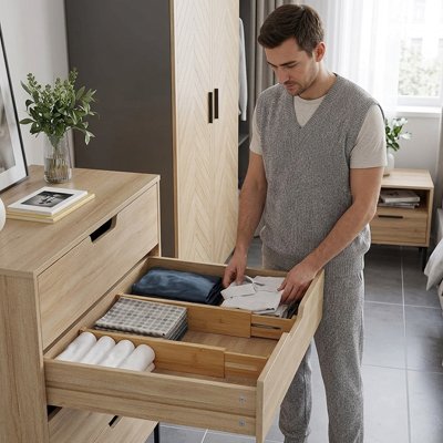 organisateur de tiroir homme place chemise tiroir ouvert