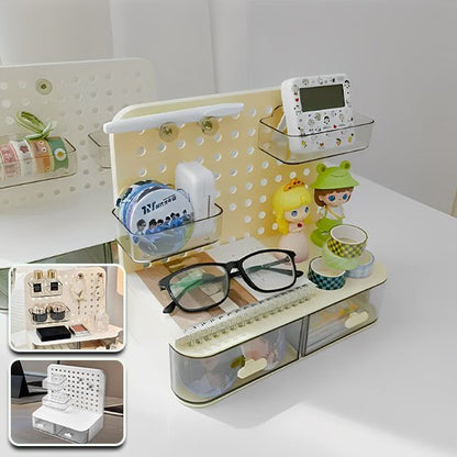 Organiseur de bureau beige plateau panneau perfore