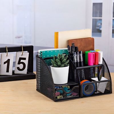 organiseur pour bureau noir plante fournitures dedans sur bureau designparfait