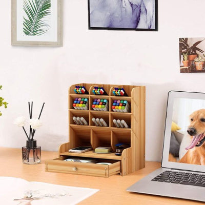 organiseur pour bureau sur bureau tiroir ouvert