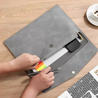 porte document cuir gris fournitures organisées