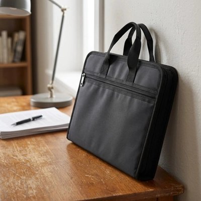 Porte documents accote sur mur cahier stylo