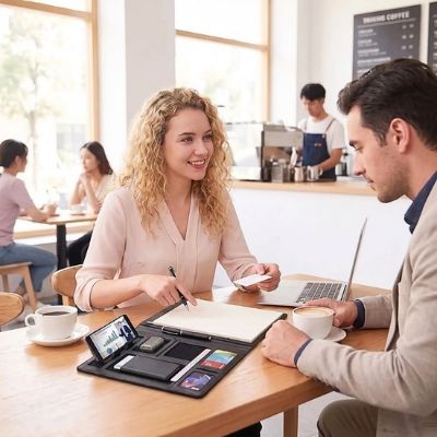 porte documents femme qui rencontre homme café carte