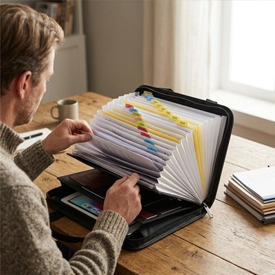 Porte documents homme cherche document fenetre