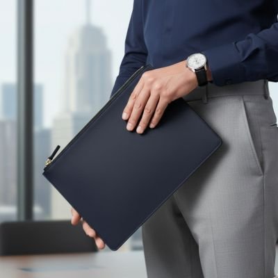 Porte documents pour homme couleur noir main homme