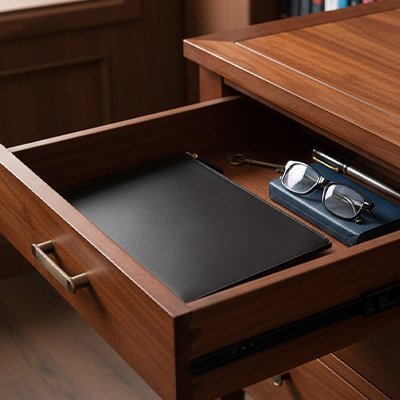Porte documents pour homme dans tiroir bureau bois