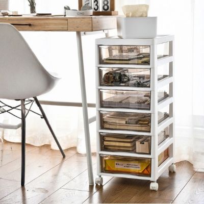 rangement plastique tour côté bureau chaise blanche