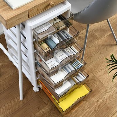 rangement plastique tour effets bureau tiroirs ouverts