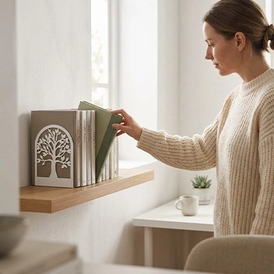 Serre livre dame prend un livre tablette