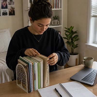 Serre livre femme qui cherche livre