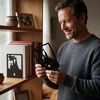 Serre livre homme tient en main bibliothèque