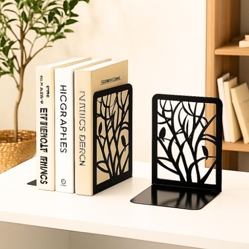 serre ivre oiseaux arbres design sur étagère blanc bibliothèque