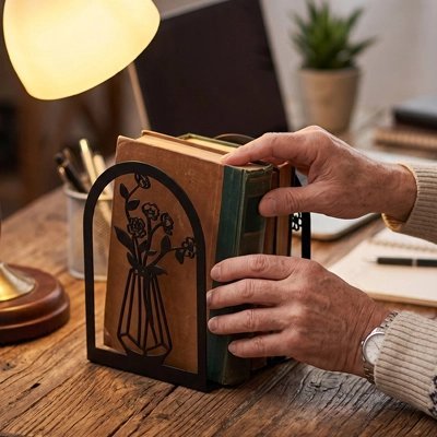 Serre-livres main range livre lampe plante