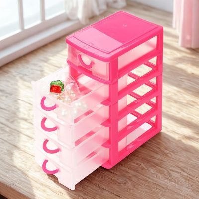 tour de rangement en plastique tiroirs ouverts