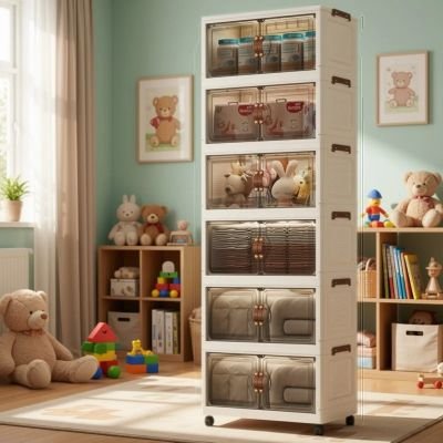 tour de rangements plastique chambre jouets